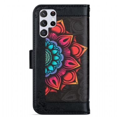 Flip Cover Samsung Galaxy S22 Ultra 5G Farverig Mandala Dame