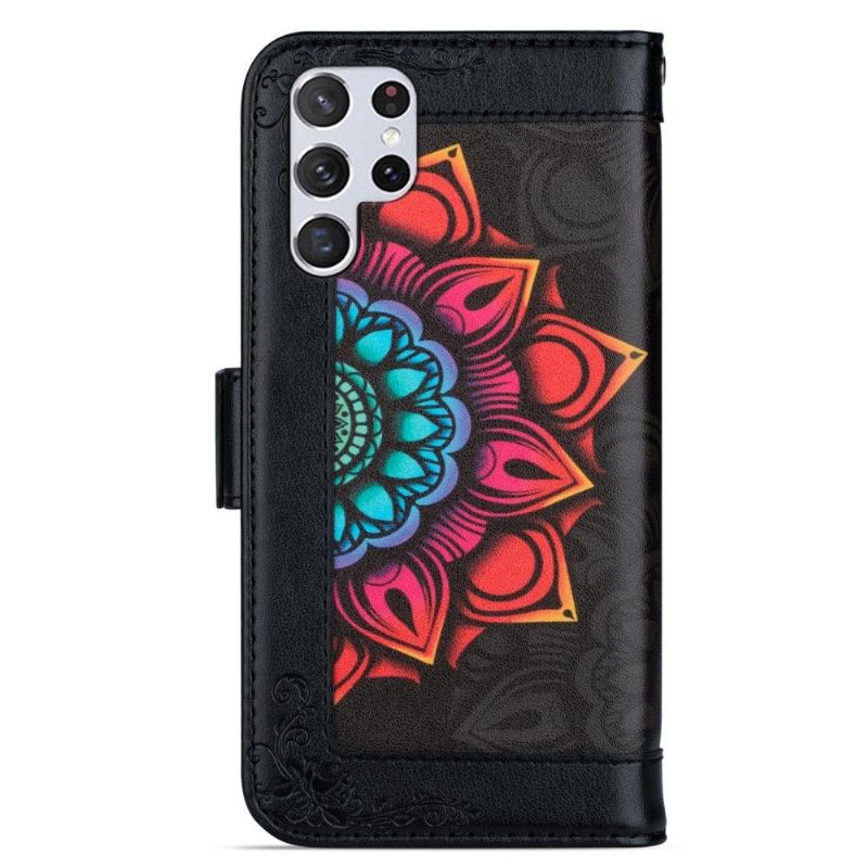 Flip Cover Samsung Galaxy S22 Ultra 5G Farverig Mandala Dame