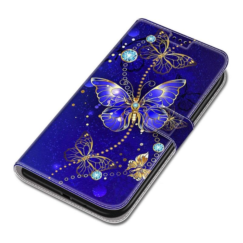 Flip Cover Samsung Galaxy S22 Ultra 5G Lilla Sommerfugl