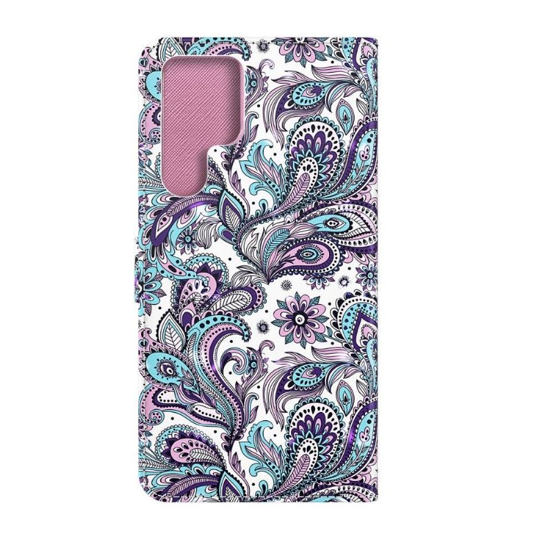 Flip Cover Samsung Galaxy S22 Ultra 5G Paisley Blomst