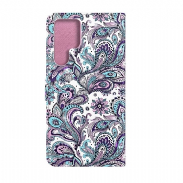 Flip Cover Samsung Galaxy S22 Ultra 5G Paisley Blomst