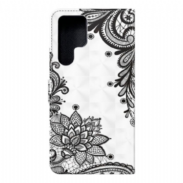 Læder Cover Samsung Galaxy S22 Ultra 5G Blondeblomster