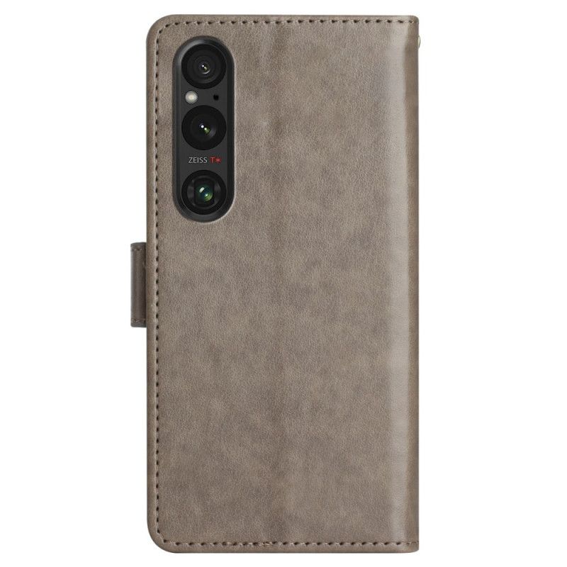 Flip Cover Sony Xperia 1 Vi Blomster Og Sommerfugle Med Rem