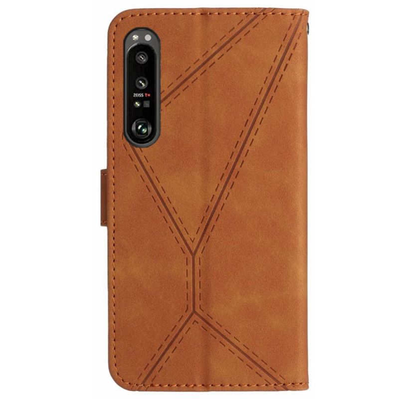 Flip Cover Sony Xperia 1 Vi Linjer Og Stiplede Stropper