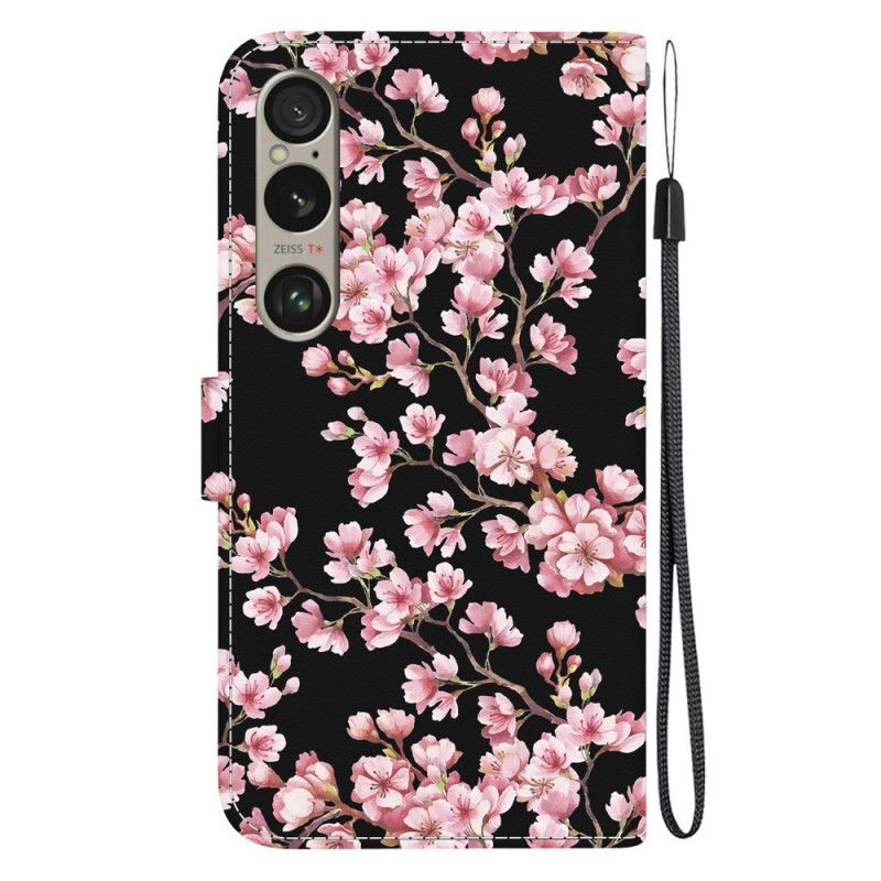 Flip Cover Sony Xperia 1 Vi Omspændte Blommeblomster