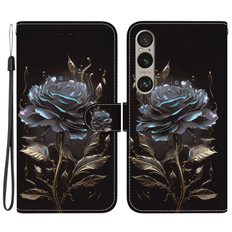 Flip Cover Sony Xperia 1 Vi Sort Rose Med Rem