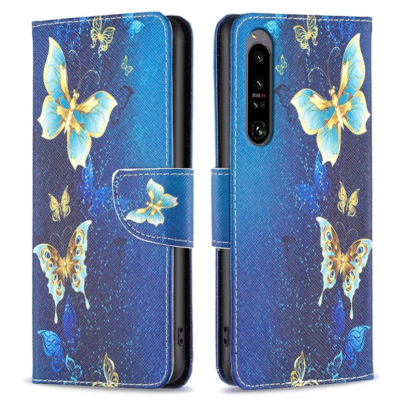 Flip Cover Til Sony Xperia 1 Vi Gyldne Sommerfugle