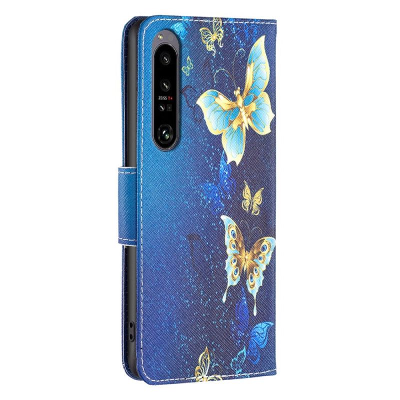 Flip Cover Til Sony Xperia 1 Vi Gyldne Sommerfugle