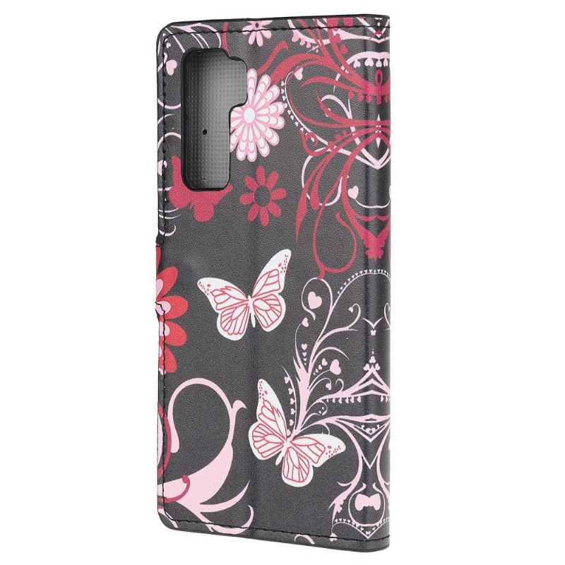 Etui Huawei P40 Lite 5G Sommerfugle Og Blomster