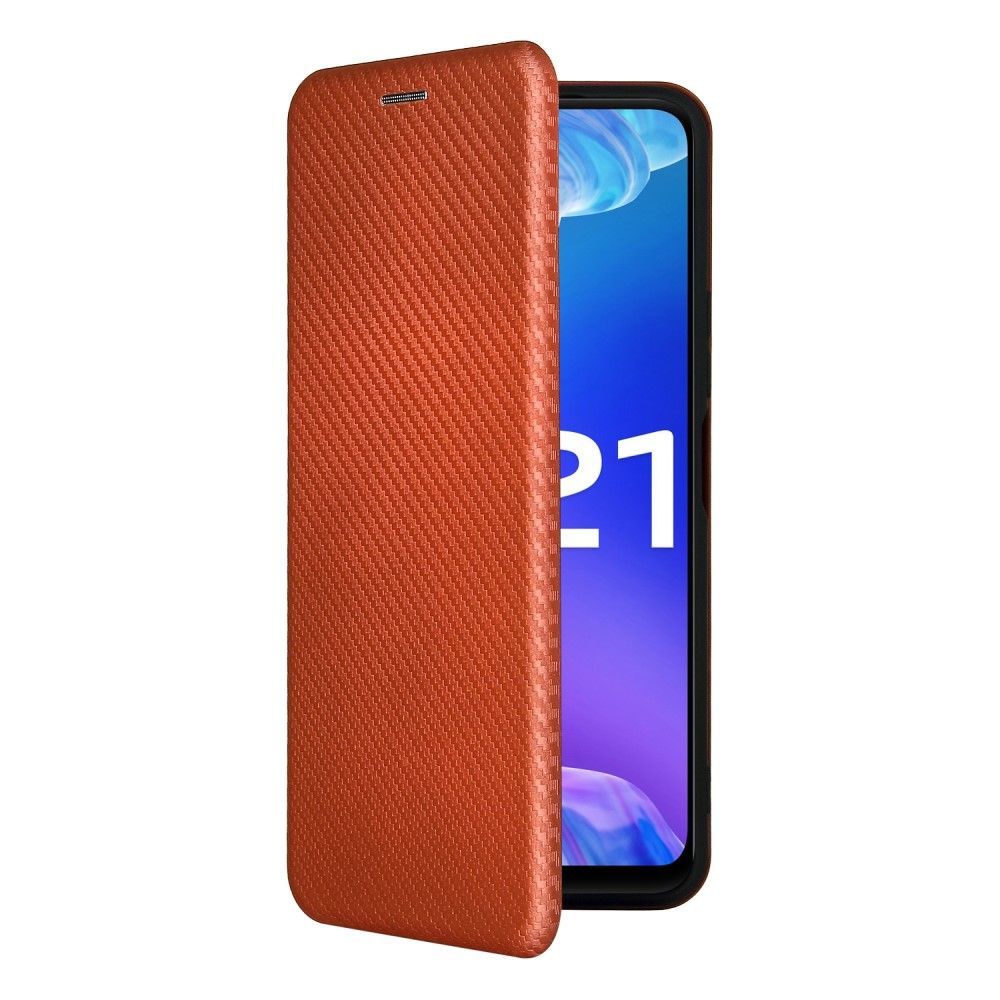 Flip Cover Vivo Y21 / Y21s / Y33s Anti-fald Carbon Fiber Læder