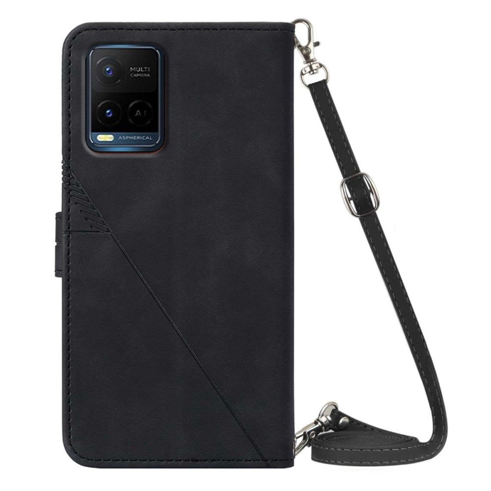 Flip Cover Vivo Y21 / Y21s / Y33s Anti-fald Geometrisk Design Med Rem