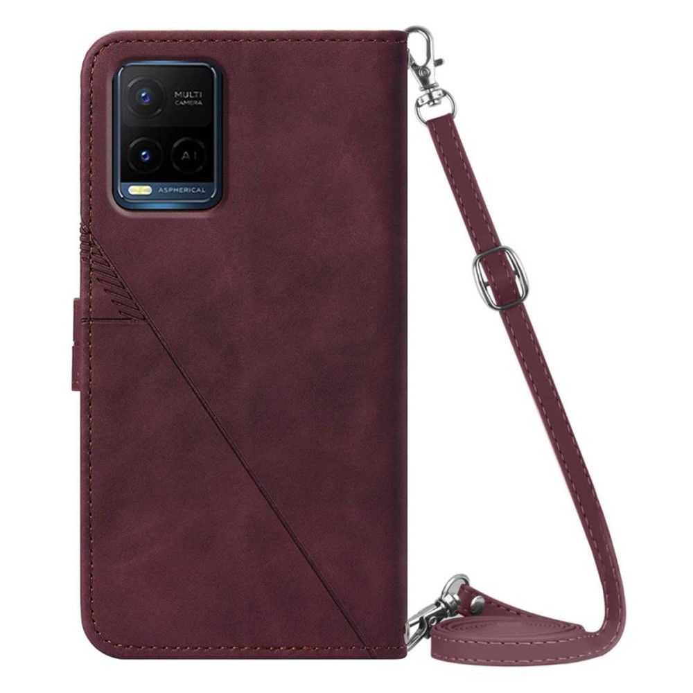 Flip Cover Vivo Y21 / Y21s / Y33s Anti-fald Geometrisk Design Med Rem