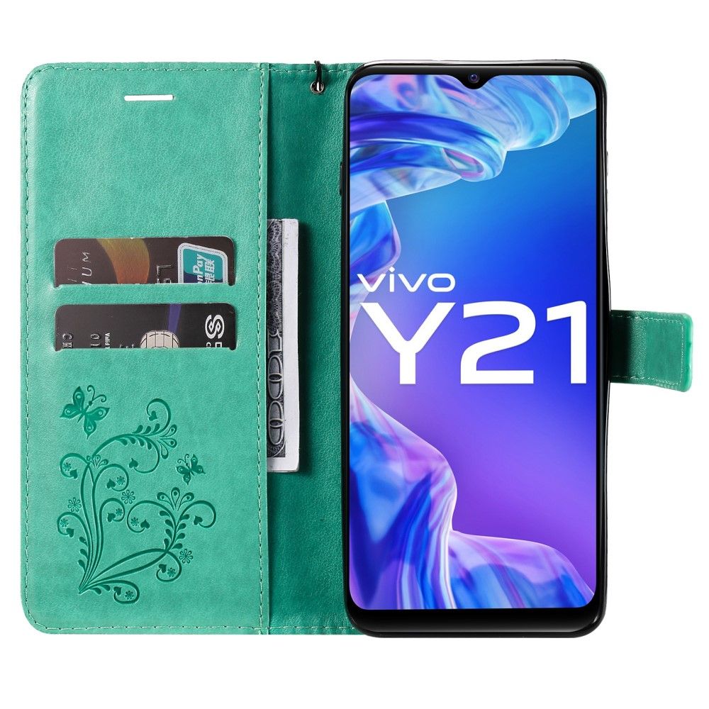 Flip Cover Vivo Y21 / Y21s / Y33s Anti-fald Supportfunktion Sommerfugle