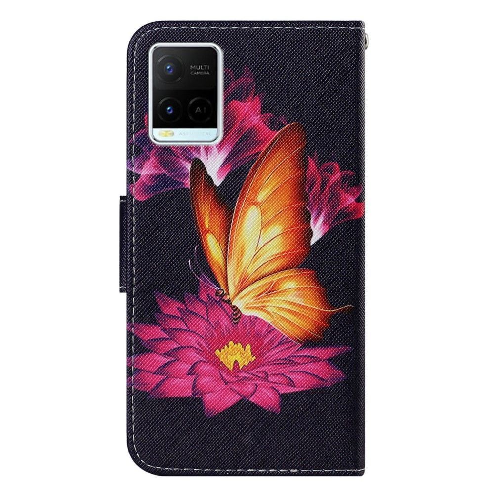 Flip Cover Vivo Y21 / Y21s / Y33s Lotusblomst Sommerfugl