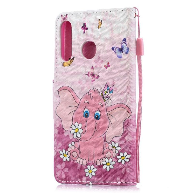 Etui Huawei P30 Lite Med Snor Lyserød Elefant