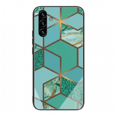 Cover Samsung Galaxy A13 5G / A04s Geometri Marmor Hærdet Glas