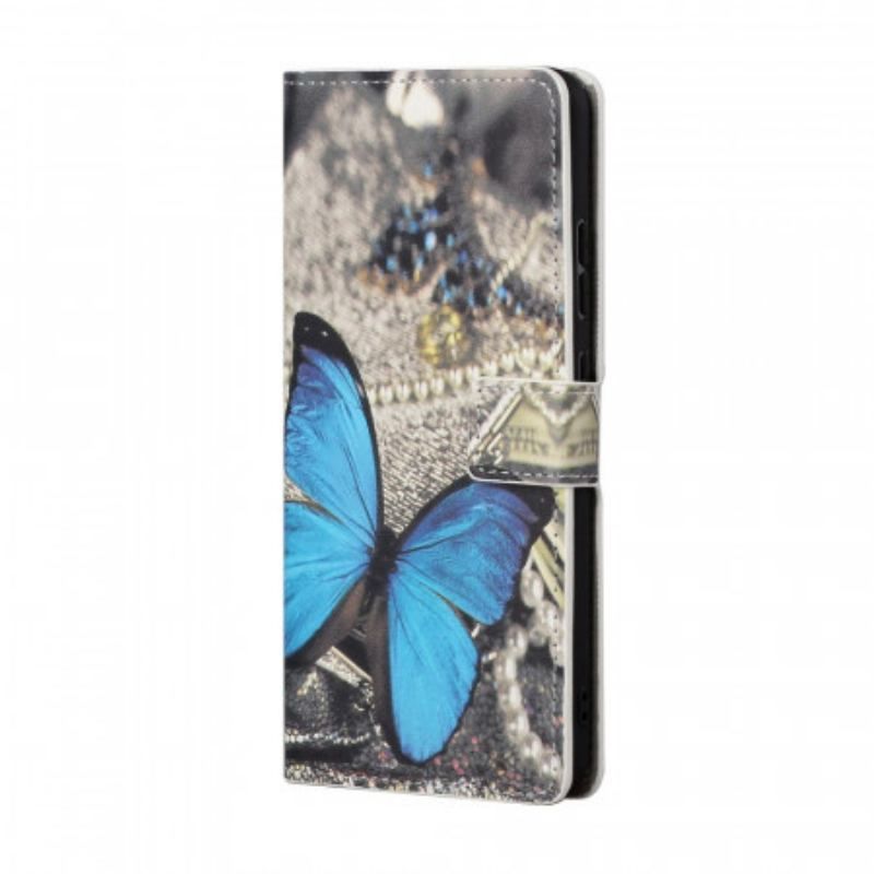 Flip Cover Samsung Galaxy A13 5G / A04s Blå Sommerfugl