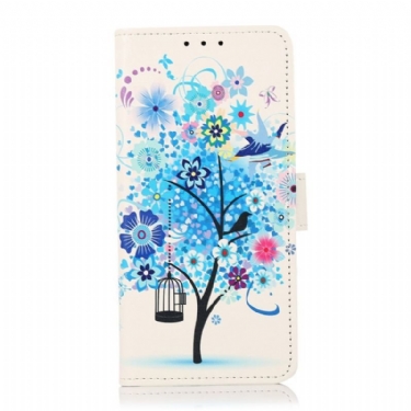 Læder Cover Samsung Galaxy A13 5G / A04s Blomstrende Træ