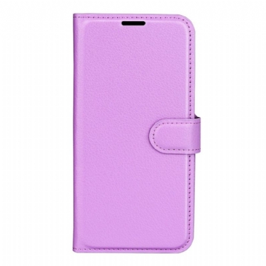 Flip Cover Oppo Reno 12 5g Klassisk Litchi Imiteret Læder