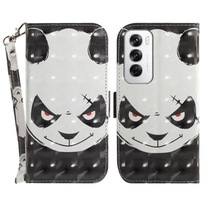 Flip Cover Oppo Reno 12 5g Vred Panda Med Rem