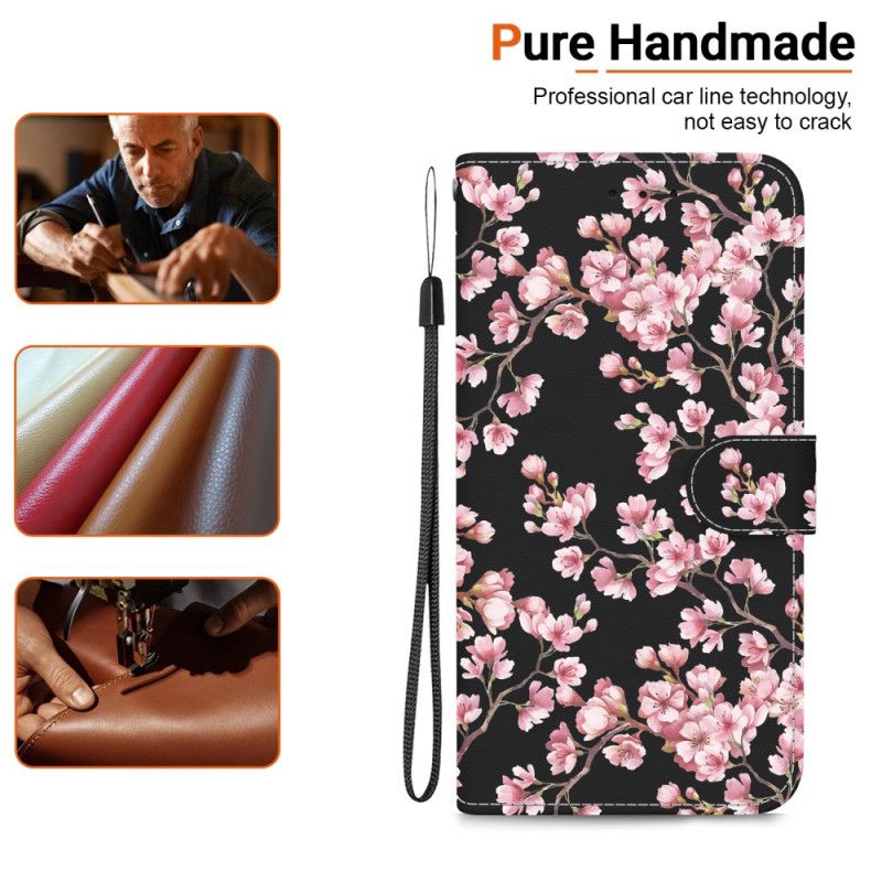 Flip Cover Til Oppo Reno 12 5g Blommeblomster Med Rem