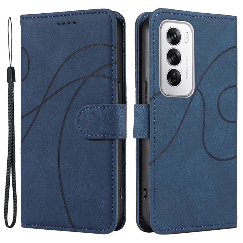 Læder Cover Oppo Reno 12 5g Telefon Etui Bølgelinjer