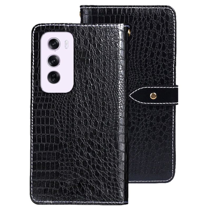 Læder Cover Oppo Reno 12 5g Telefon Etui Imiteret Læder Krokodille Style Idewei