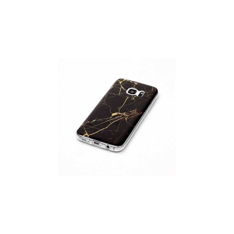 Cover Samsung Galaxy S7 Marmor - Sort / Guld