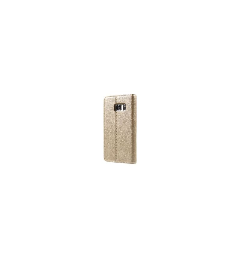 Flip Cover Samsung Galaxy S7 Litchi Texture Læder - Guld