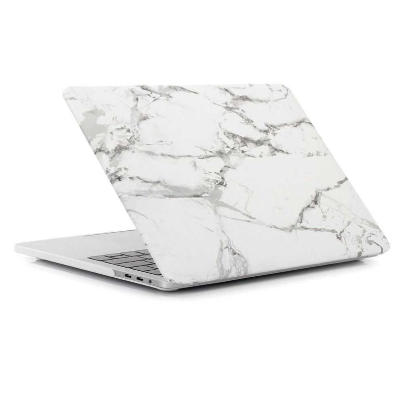 Macbook Pro 13 Taske / Marble Touch Bar - Hvid