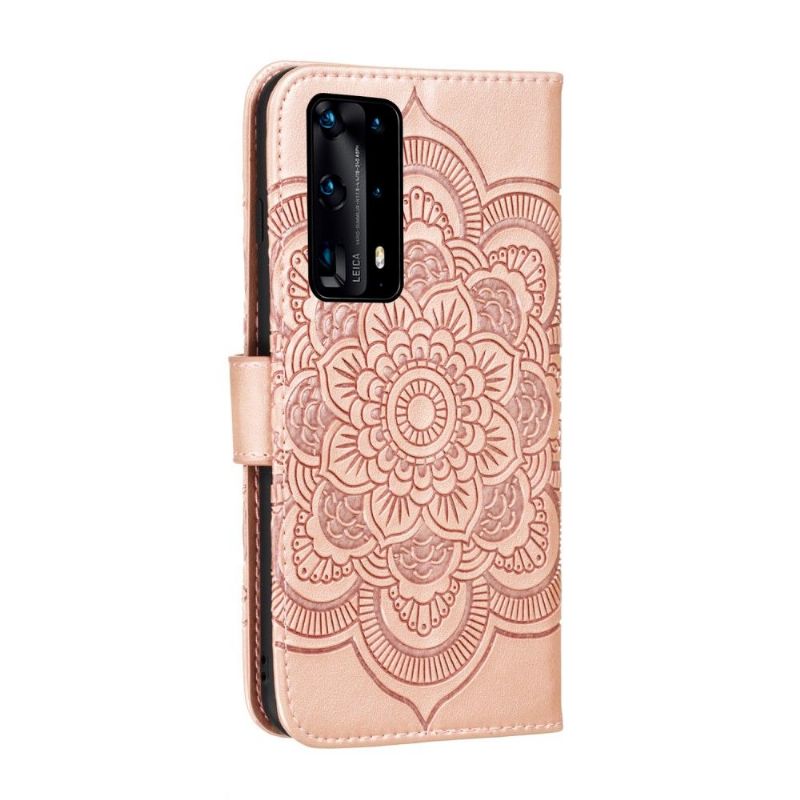 Flip Cover Huawei P40 Pro+ Mandala Kortholder - Rose Guld