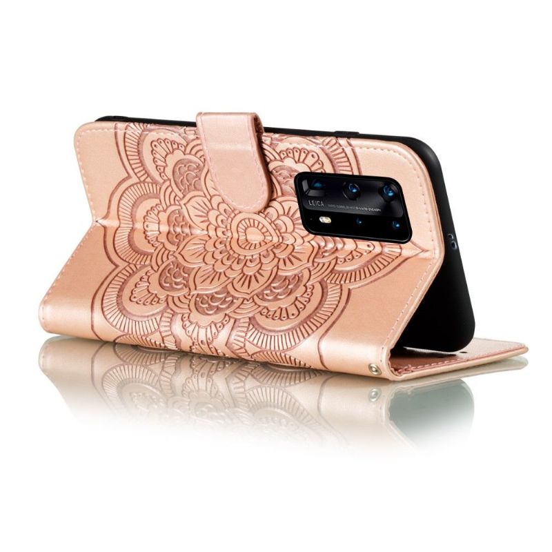 Flip Cover Huawei P40 Pro+ Mandala Kortholder - Rose Guld