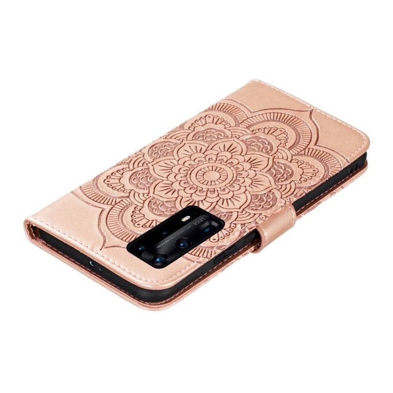 Flip Cover Huawei P40 Pro+ Mandala Kortholder - Rose Guld