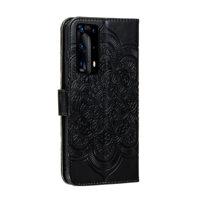 Flip Cover Huawei P40 Pro+ Mandala Kortholder - Sort