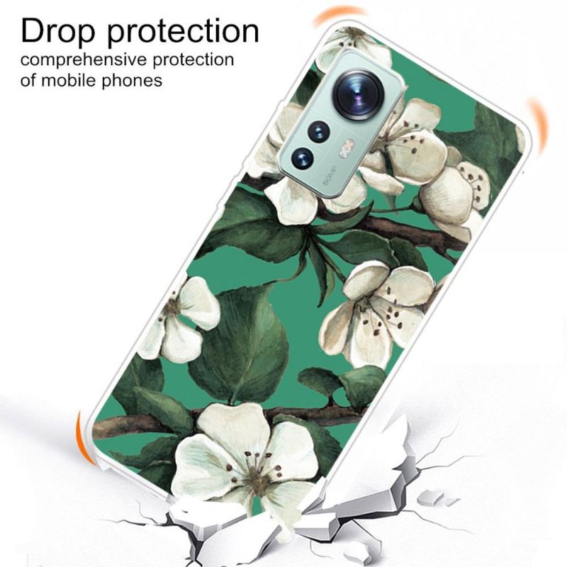 Cover Xiaomi 12 Pro Hvide Blomster