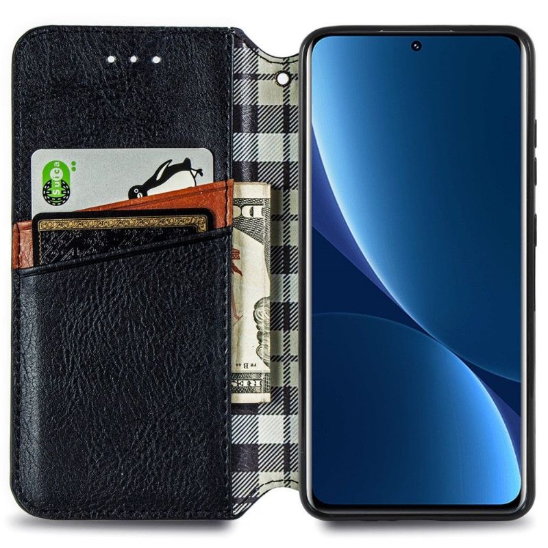 Flip Cover Xiaomi 12 Pro Anti-fald Kub Design Kortholder