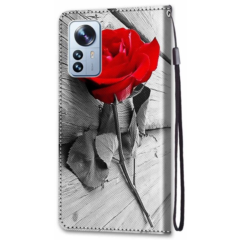 Flip Cover Xiaomi 12 Pro Anti-fald Rose Rød