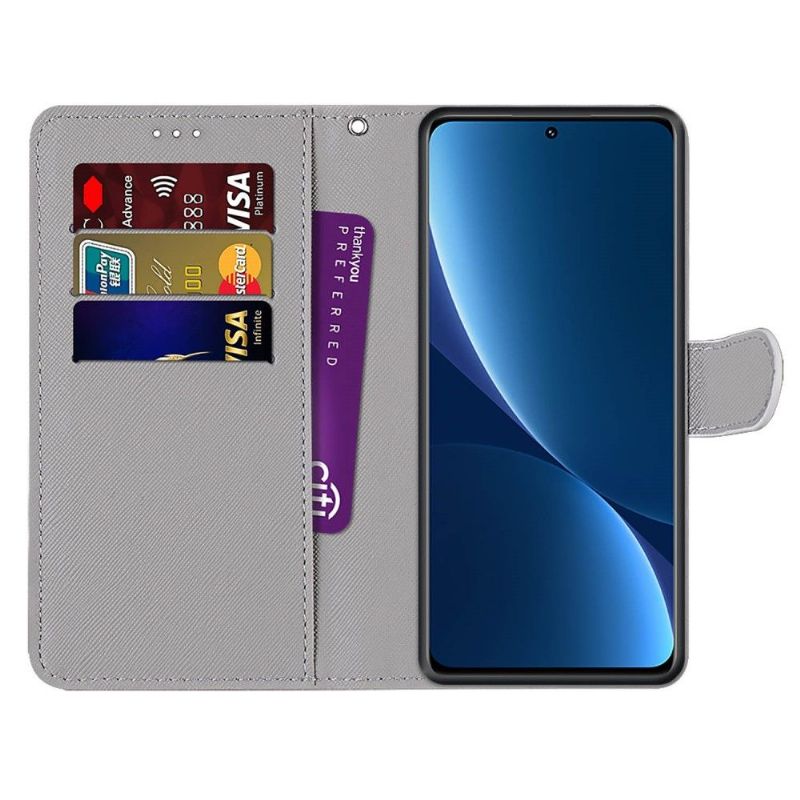 Flip Cover Xiaomi 12 Pro Hemming Farverige Tusindfryd