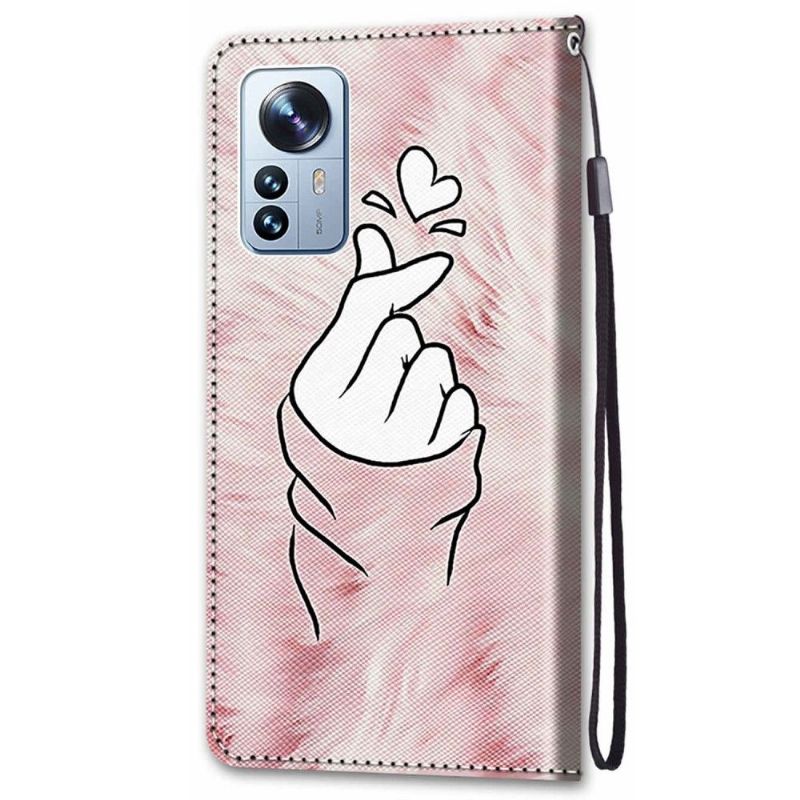 Flip Cover Xiaomi 12 Pro Koreansk Hjerte