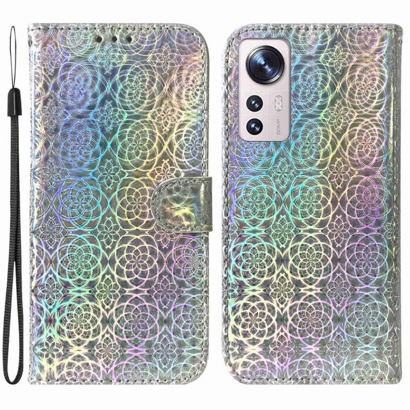 Læder Cover Xiaomi 12 Pro Original Holografiske Blomster