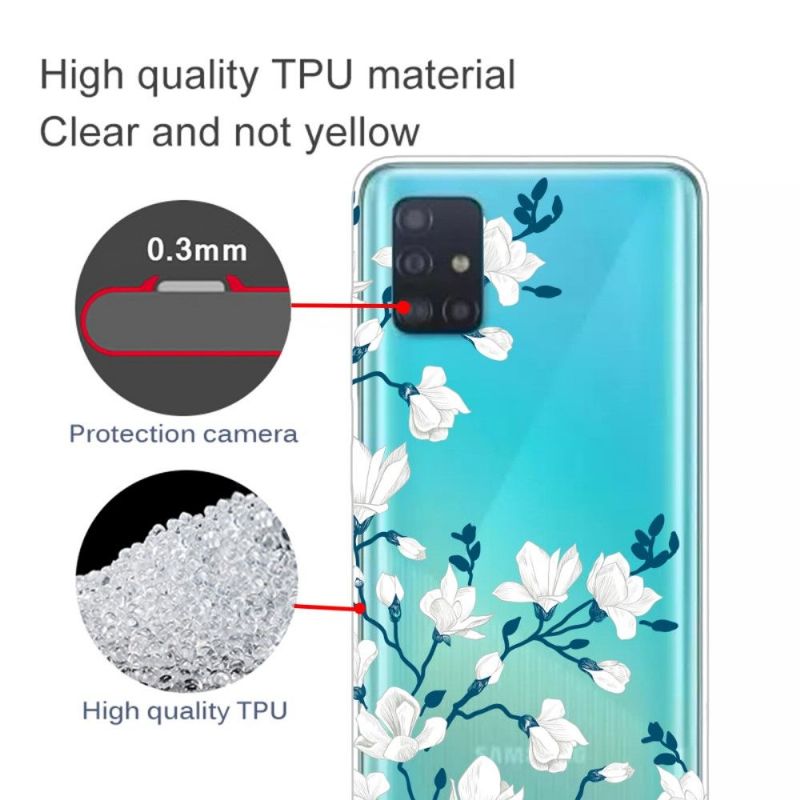 Cover Samsung Galaxy A51 Anti-fald Hvide Blomster