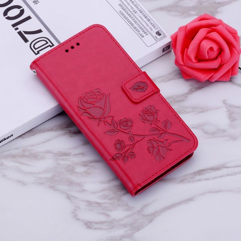 Flip Cover Samsung Galaxy A51 Imiteret Læder Rose Mønster