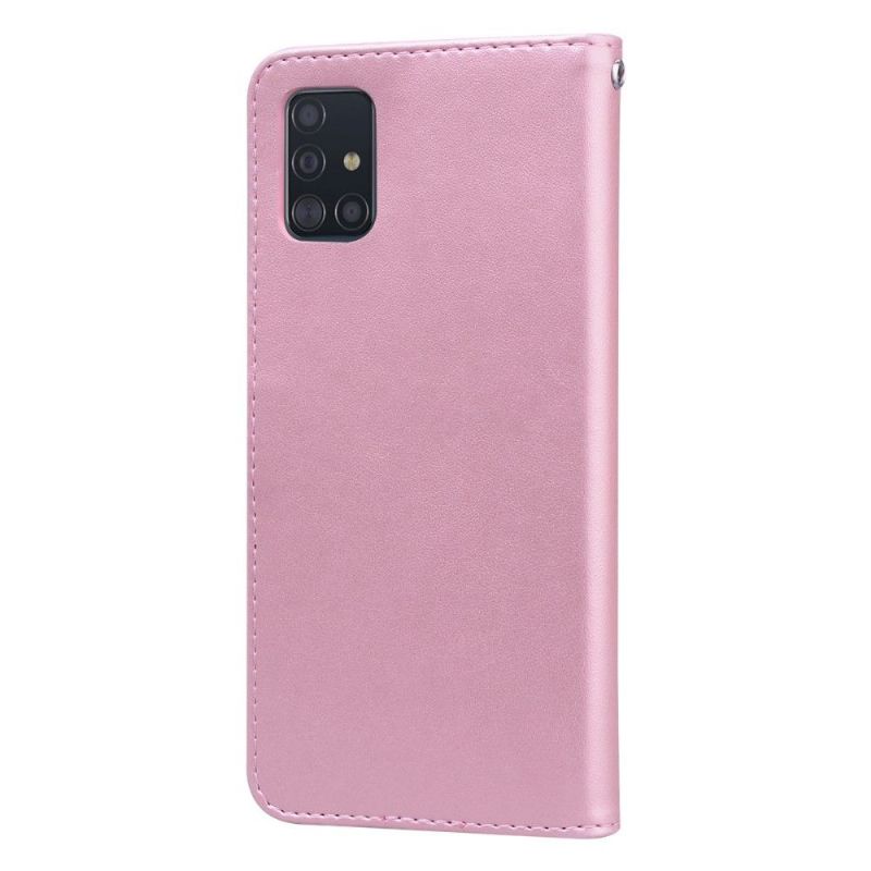 Flip Cover Samsung Galaxy A51 Imiteret Læder Rose Mønster