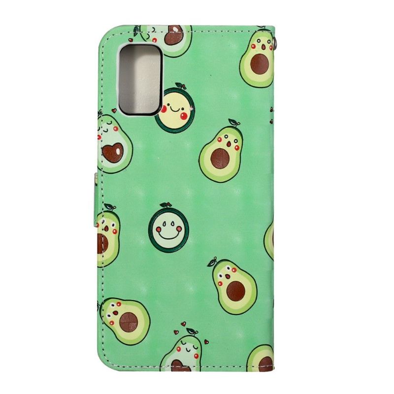 Læder Cover Samsung Galaxy A51 Kawaii Avocado