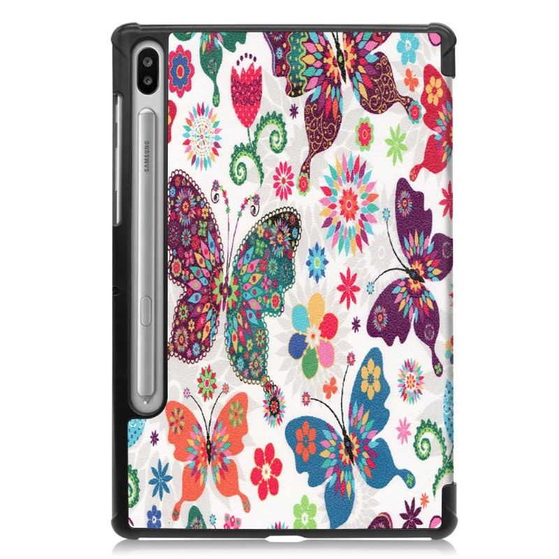 Cover Samsung Galaxy Tab S6 Anti-fald Flip Cover Kloge Sommerfugle Og Blomster