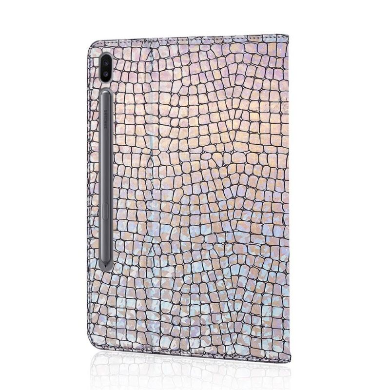 Flip Cover Samsung Galaxy Tab S6 Glamour Croc-effekt Pailletter