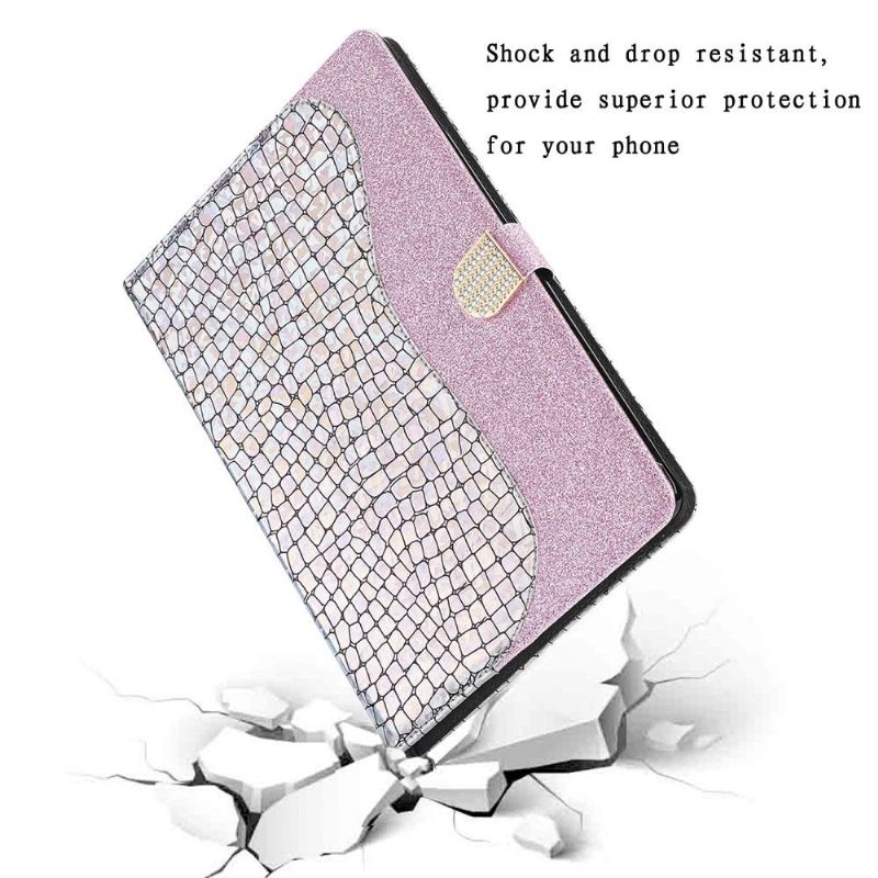 Flip Cover Samsung Galaxy Tab S6 Glamour Croc-effekt Pailletter