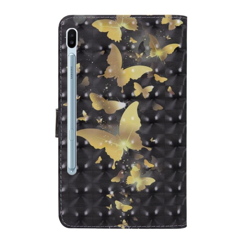 Flip Cover Samsung Galaxy Tab S6 Gyldne Sommerfugle