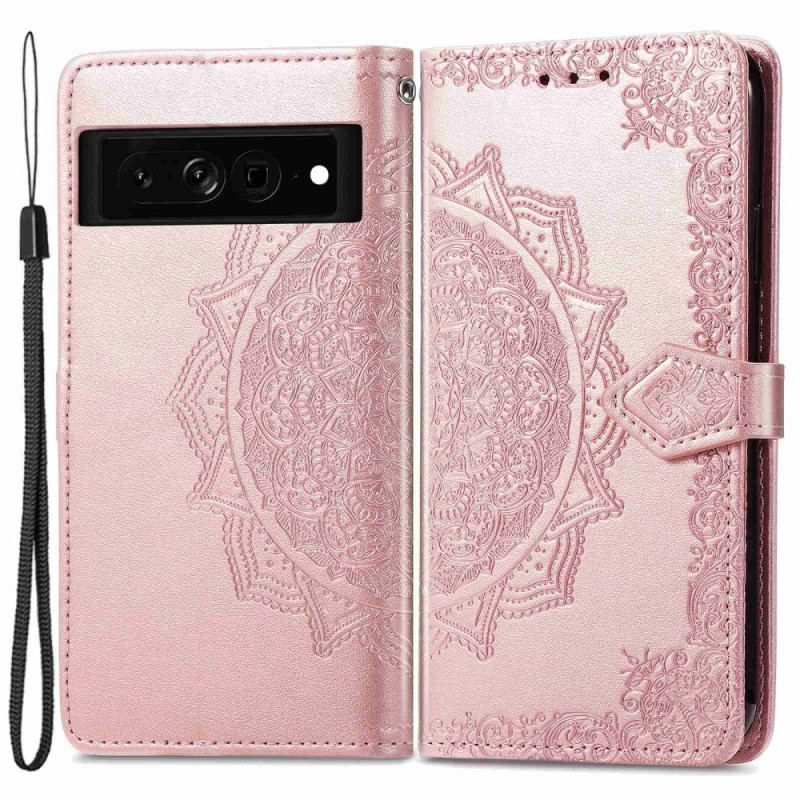 Flip Cover Google Pixel 7 Pro Med Snor Strappy Retro Mandala