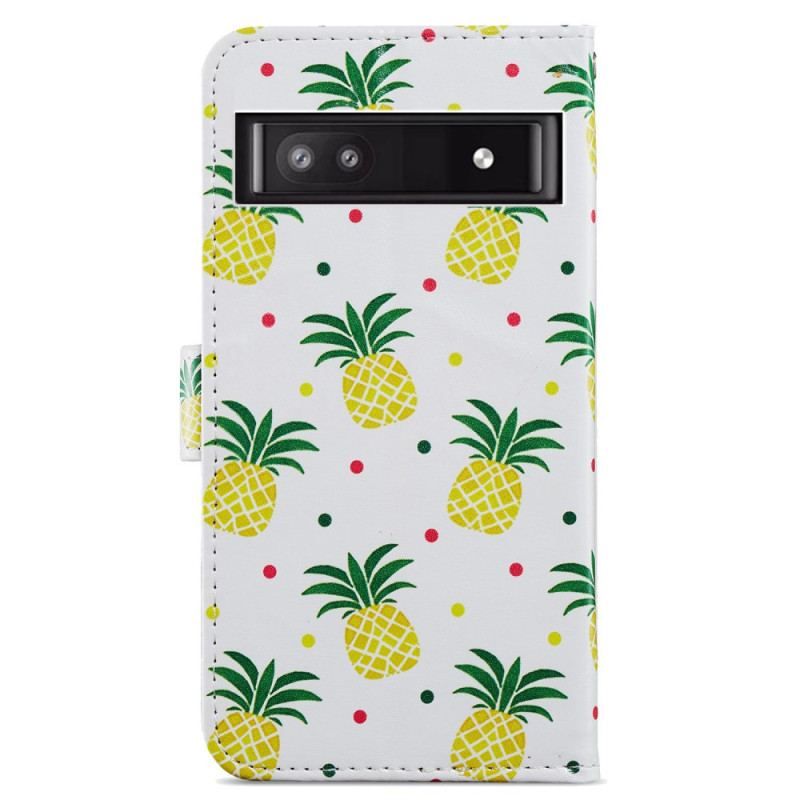 Flip Cover Google Pixel 7A Med Snor Strappy Ananas